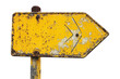 © ryanbagoez - Rusty yellow road sign arrow pointing left isolated on transparent or white background