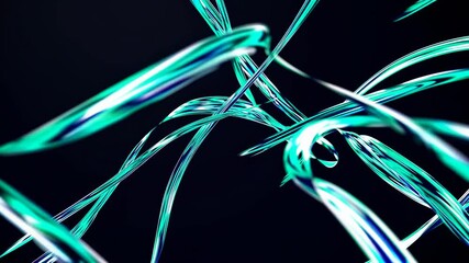 Aufkleber - Intricate patterns of blue and teal ribbons swirling in dynamic motion against a dark background