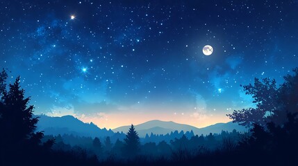 Wall Mural - wallpaper depicting a night sky arranged vertically
