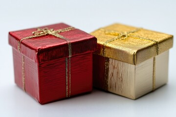 Wall Mural - Two beautifully decorated gift boxes in red and gold colors