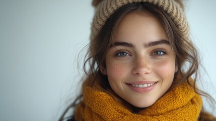 Wall Mural - A person wearing a knitted hat and scarf