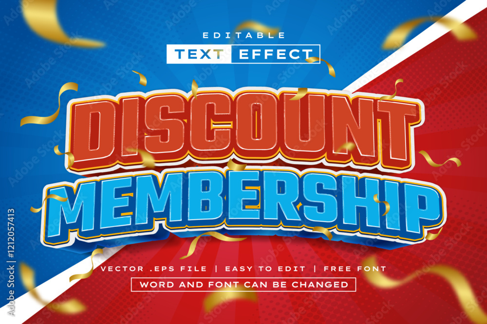 Discount Membership 3D Editable Text Effect Stock Vector | Adobe Stock
