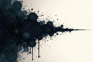 Wall Mural - abstract dark ink blots and splashes on a light background, creating a dynamic and expressive compos