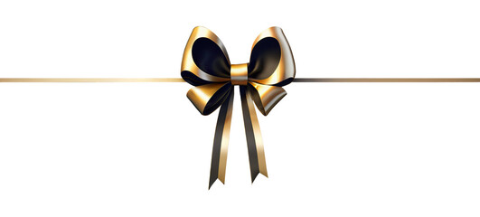 Wall Mural - golden-black ribbon bow on a transparent background