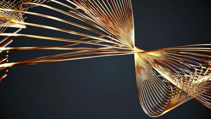 Aufkleber - Flowing golden lines create mesmerizing patterns in digital art