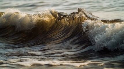 Wall Mural - Person riding a surfboard on a big ocean wave, suitable for sports or adventure themes