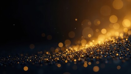 Wall Mural - Black background with out-of-focus golden glitter, glamour, soft