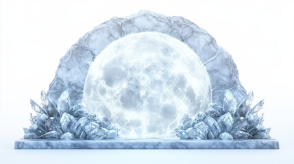 Wall Mural - Celestial Moon Encased in Glacial Marble Crystals