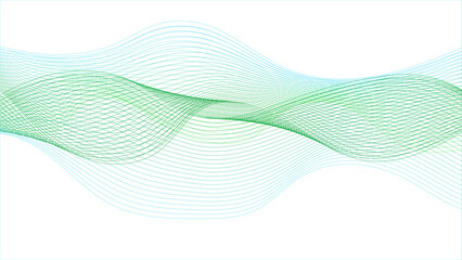 Wall Mural - green abstract wave, green wave melody lines on white background, transparent horizontal green wave 