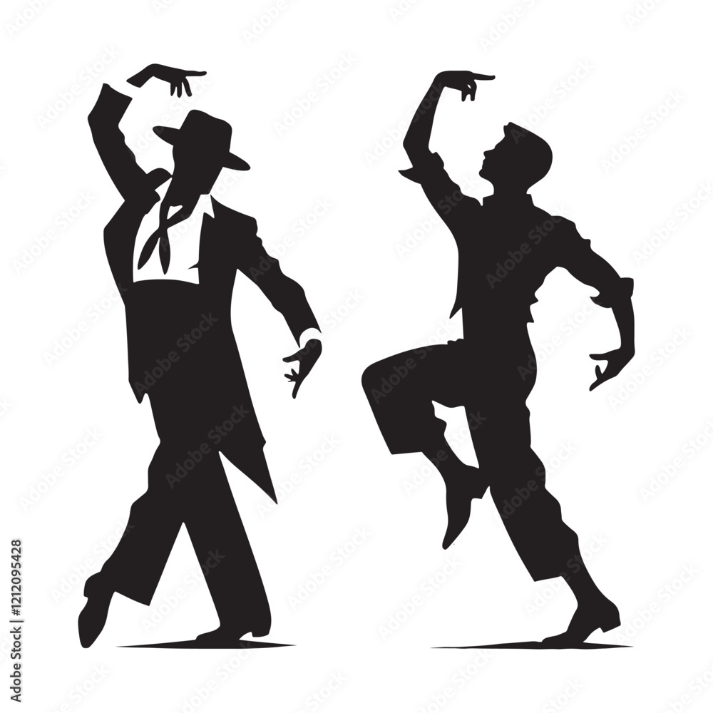 Elegant pack set of dancing man silhouette digital art for stylish ...