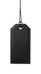 Wall Mural - black leather label on a rope on a transparent background. retail promotions, discount events and so