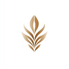 Wall Mural - Minimalist gold leafy design element on white background. Useful for artistic print or design