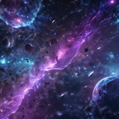 Deep space abstract bokeh with purple and blue hues, Abstract Blue Bokeh Background, purple