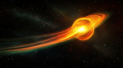 Sticker - Fiery Celestial Body With Glowing Rings In Space