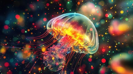 Poster - Luminous Jellyfish Illuminated in a Festive Glow