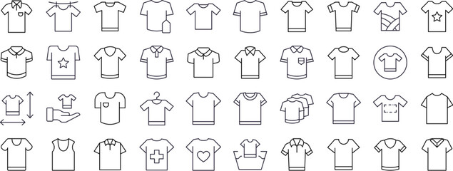 Canvas Print - Pack of T Shirt Thin Icons. Editable Stroke. Perfect for Web Sites, Books, Cards, Apps