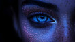 © Rohit k  - Minimal art, Glittery makeup highlighting woman's eye, reflecting celestial shimmer and mesmerizing iridescent beauty