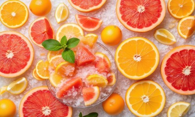 Wall Mural - Colorful citrus fruits on a table