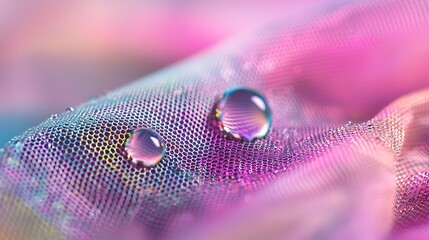 Colorful fabric, water droplets, close-up, abstract background, design element