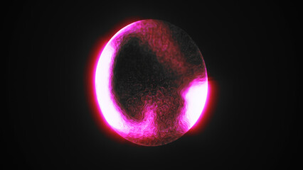 Wall Mural - purple and red glowing sphere encircled by sparkling light particles, creating a vibrant cosmic spec