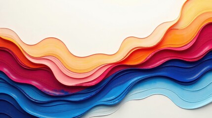 Wall Mural - abstract colorful layered wave design featuring vivid hues and smooth undulating forms