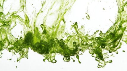 Wall Mural - innovative algae-based biomass technologies advancing biofuel applications, on solid white backgroun