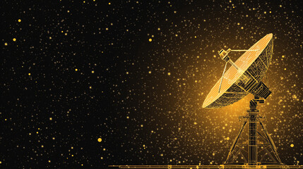 Wall Mural - cosmic connection: a solitary satellite dish stands tall against a backdrop of shimmering stars, its