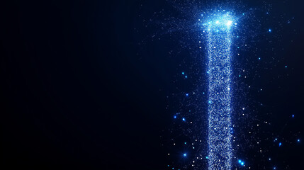 Wall Mural - Celestial Cascade: A mesmerizing digital rendering of a vibrant blue energy beam, cascading light particles against a deep, dark blue backdrop.  The image evokes feelings of wonder, mystery.