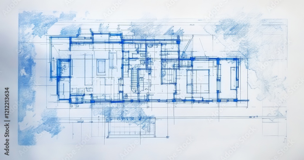 Technical drawing of a floor plan designed with AI innovation. Stock ...