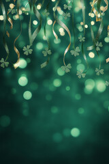 Poster - A magical St. Patrick's Day night scene with illuminated green lanterns hanging from ancient Celtic trees,
