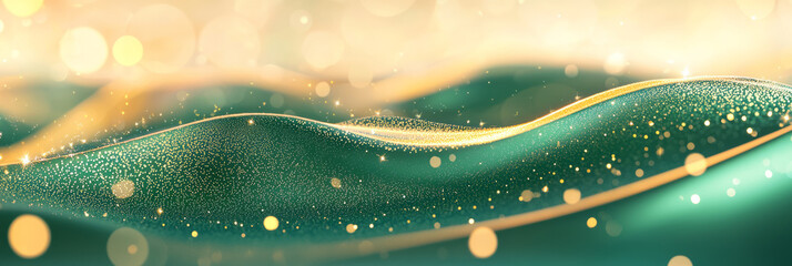 Aufkleber - A dynamic St. Patrick's Day backdrop with swirling green and gold abstract patterns,