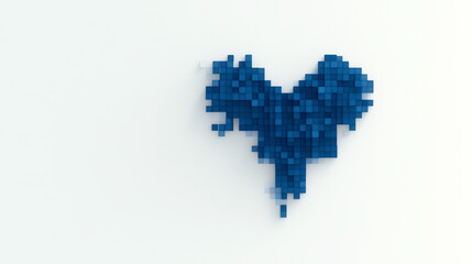 Aufkleber - A creative blue pix heart icon composed of small square pixels, symbolizing love and connectivity in a digital world,