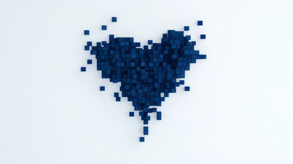 Aufkleber - A creative blue pix heart icon composed of small square pixels, symbolizing love and connectivity in a digital world,