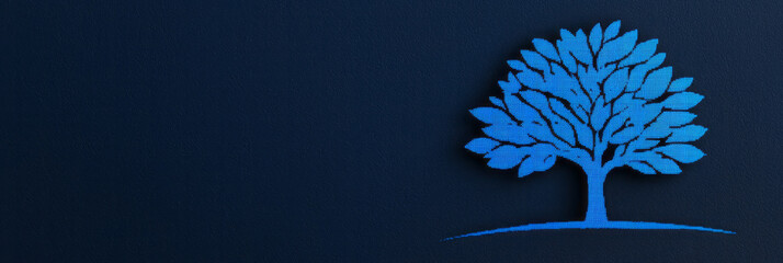 Aufkleber - An elegant abstract blue pix symbol icon of a tree, with pixelated leaves blending into a smooth gradient background,