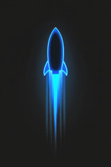 Leinwandbilder - A dynamic blue pix rocket symbol icon, featuring pixelated flames and motion lines for a sense of speed and innovation,