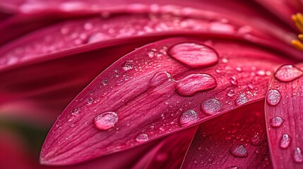 Aufkleber - Close-up of dew drops on a vibrant pink flower petal.