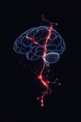 Poster - An infographic-style illustration of the brain's neuroplasticity process, featuring animated arrows and glowing lines