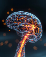 Poster - A 3D illustration of the brain with dynamic, glowing neural pathways expanding and intertwining, highlighting the adaptive nature of neuroplasticity,