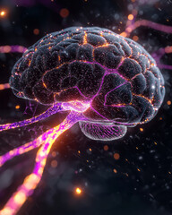 Poster - A 3D illustration of the brain with dynamic, glowing neural pathways expanding and intertwining, highlighting the adaptive nature of neuroplasticity,