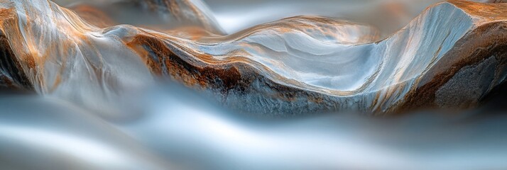 Poster - Abstract flowing water texture with brown and white tones, creating a unique artistic landscape.