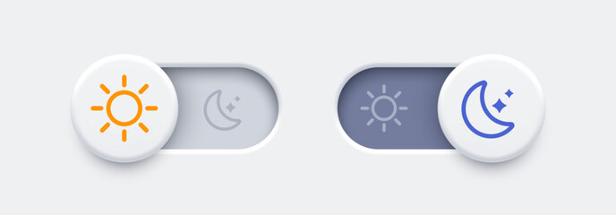 Fototapete - Dark mode and light mode toggle switch buttons. Day and night mode switch button. Material design slider switch buttons set. Vector illustration.