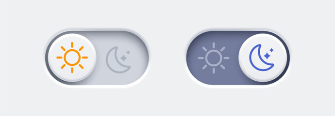 Fototapete - Dark mode and light mode toggle switch buttons. Day and night mode switch button. Material design slider switch buttons set. Vector illustration.