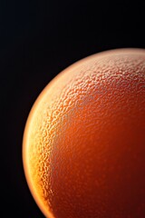 Leinwandbilder - Close-up of a textured, orange sphere against a black background.