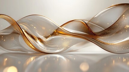Poster - Abstract gold and transparent wave.