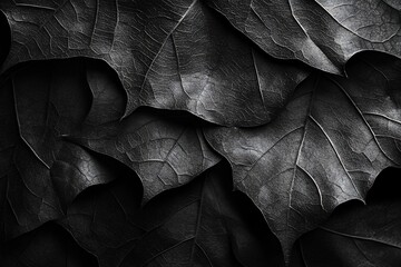 Aufkleber - Close-up of dark, overlapping maple leaves, creating a textured background.