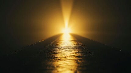 Wall Mural - Mystical Pathway Illuminated by Soft Glowing Light in Darkness