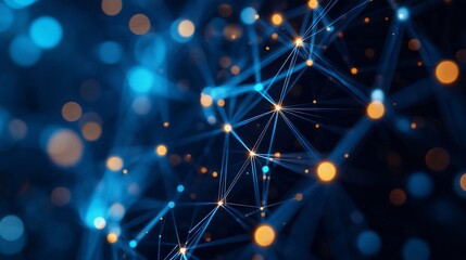 Aufkleber - Abstract network connection with glowing nodes and lines.