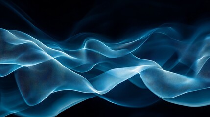 Aufkleber - Abstract blue wave forms on black background.