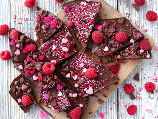 Canvas Print - Valentine's Day Chocolate and Raspberry Bark