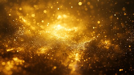 Poster - Abstract golden particles and bokeh lights background.